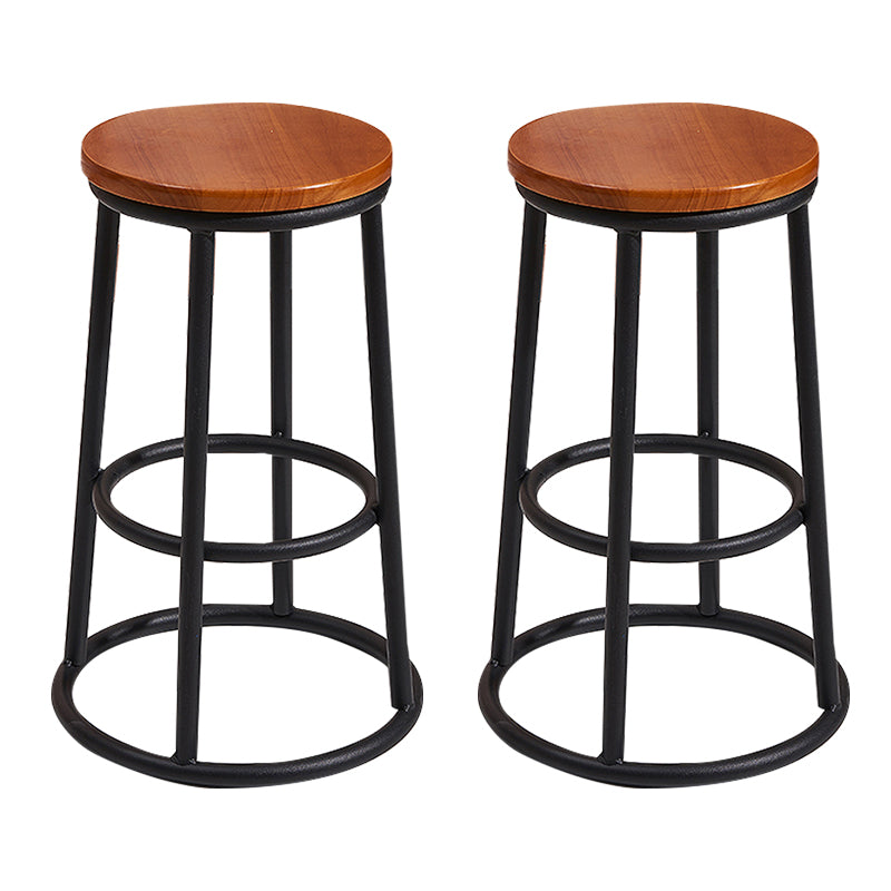 Modern Round Bar Stool Footrest Backless Counter and Bar Stool with Iron Legs