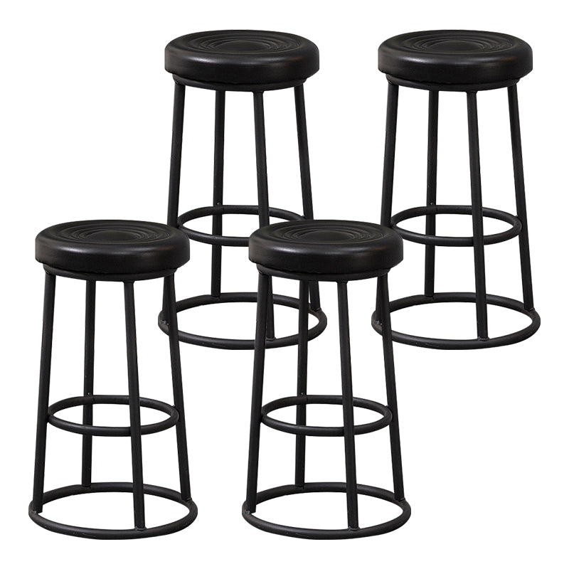 Modern Round Bar Stool Footrest Backless Counter and Bar Stool with Iron Legs