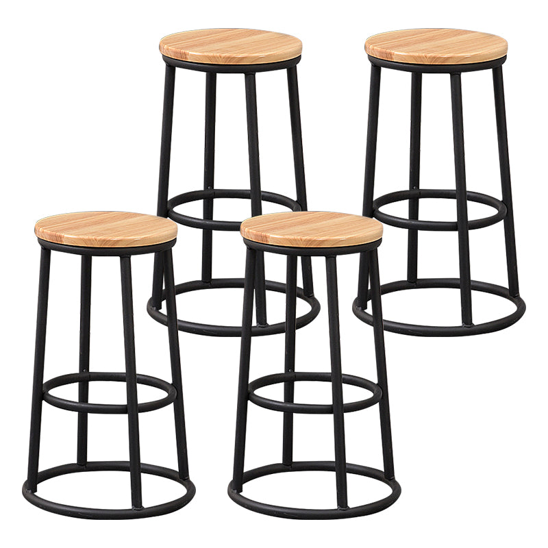 Modern Round Bar Stool Footrest Backless Counter and Bar Stool with Iron Legs