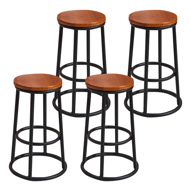 Modern Round Bar Stool Footrest Backless Counter and Bar Stool with Iron Legs