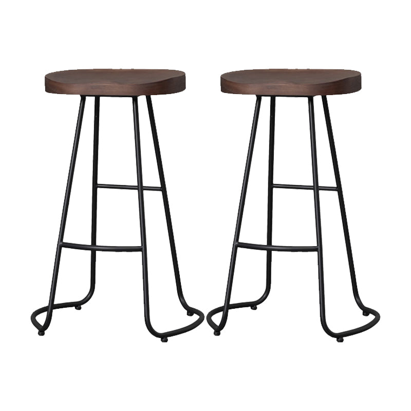 Modern Style Iron Bar Stool with Footrest Dining Room Solid Wood Bar Stool 30 Inches