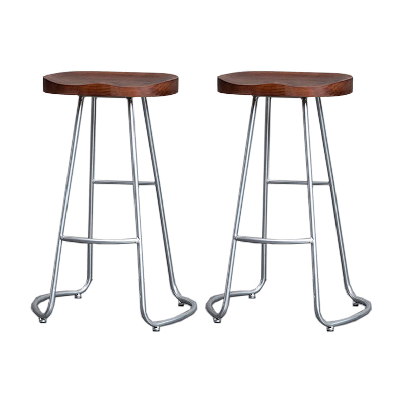 Modern Style Iron Bar Stool with Footrest Dining Room Solid Wood Bar Stool 30 Inches