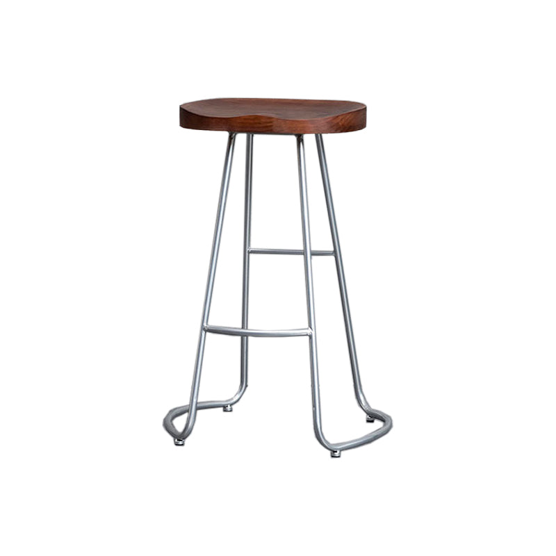 Modern Style Iron Bar Stool with Footrest Dining Room Solid Wood Bar Stool 30 Inches