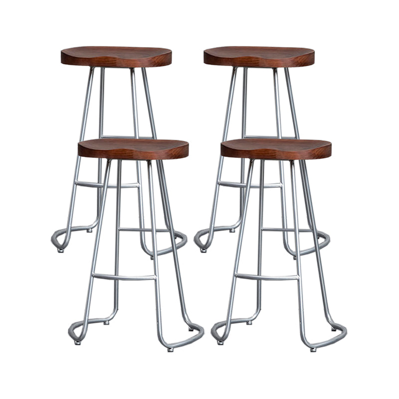 Modern Style Iron Bar Stool with Footrest Dining Room Solid Wood Bar Stool 30 Inches