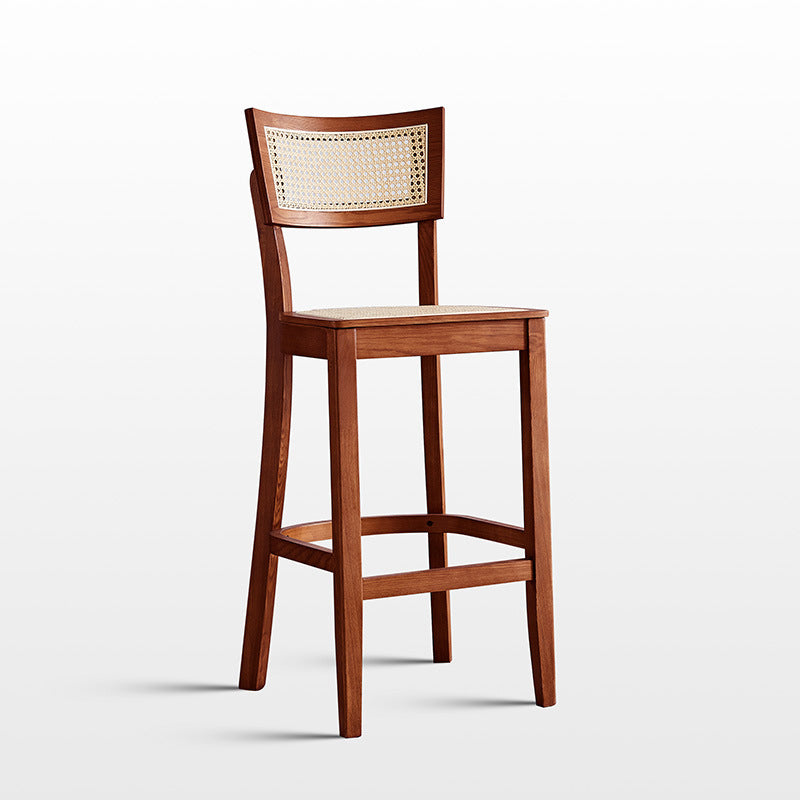 Taburete de bar de madera maciza de estilo moderno con reposapiés Taburete de bar con respaldo bajo