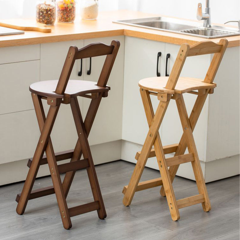 Contemporary Solid Wood Folding Bar Stool Indoor Bar Stool with Wooden Seat