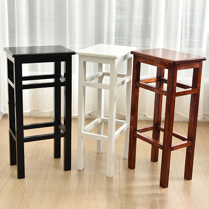Modern Armless Stackable Counter Stool Wood Study Bar Stool with Wooden Seat and Pedal