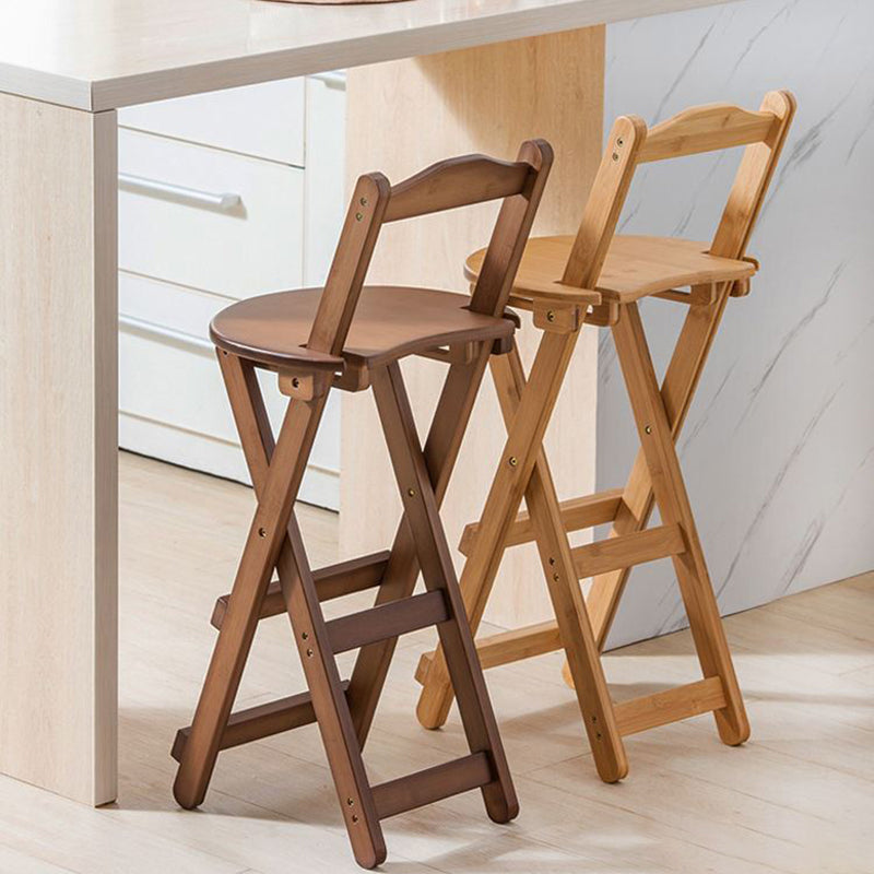 Taburete de bar de madera plegable sin brazos moderno para cocina con asiento de madera
