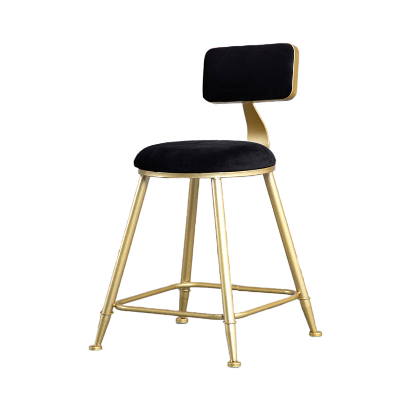 Glam Armless Backrest Counter Stool Iron Beauty Shop Bar Stool with Velvet Cushion