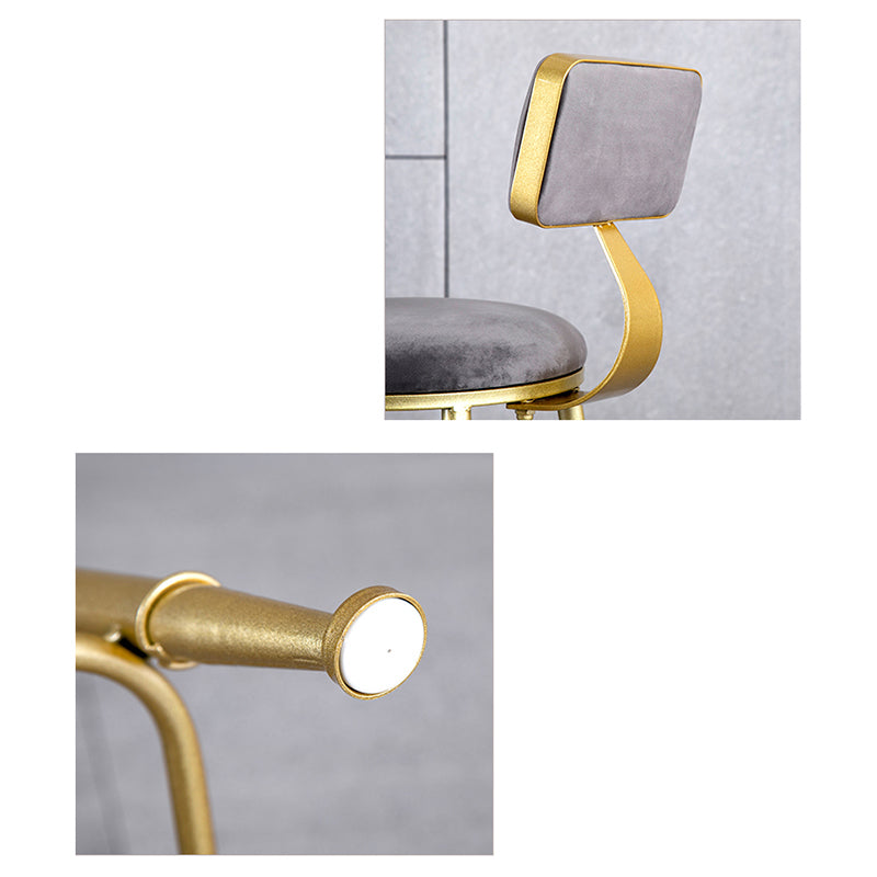 Glam Armless Backrest Counter Stool Iron Beauty Shop Bar Stool with Velvet Cushion