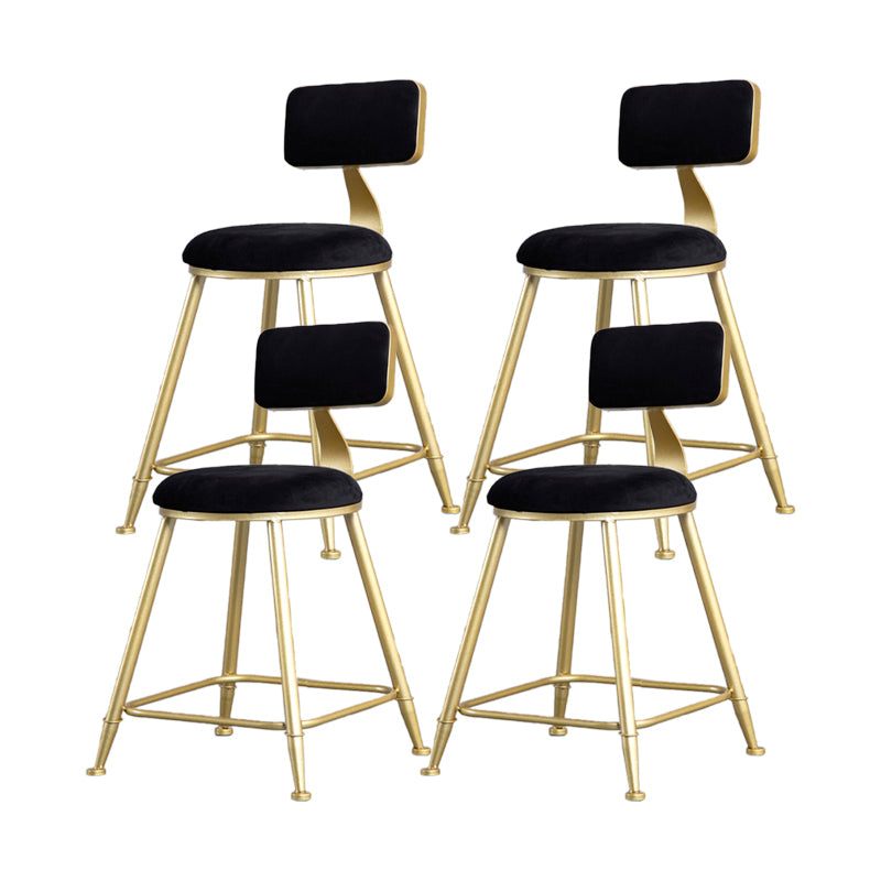 Glam Armless Backrest Counter Stool Iron Beauty Shop Bar Stool with Velvet Cushion