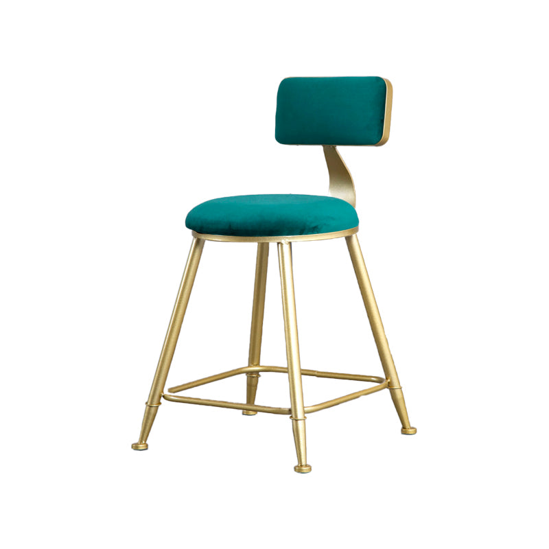 Glam Armless Backrest Counter Stool Iron Beauty Shop Bar Stool with Velvet Cushion