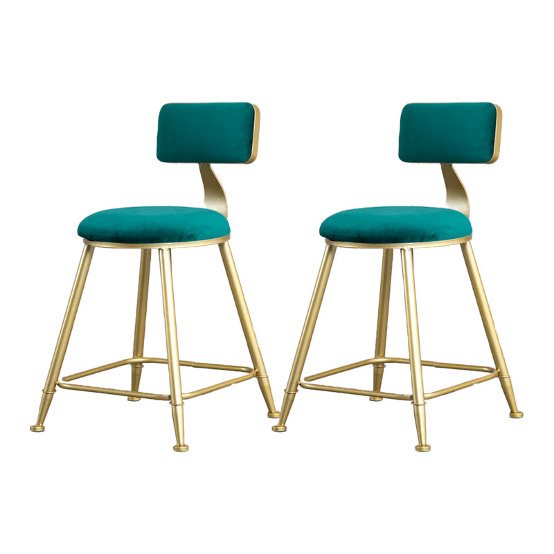 Glam Armless Backrest Counter Stool Iron Beauty Shop Bar Stool with Velvet Cushion