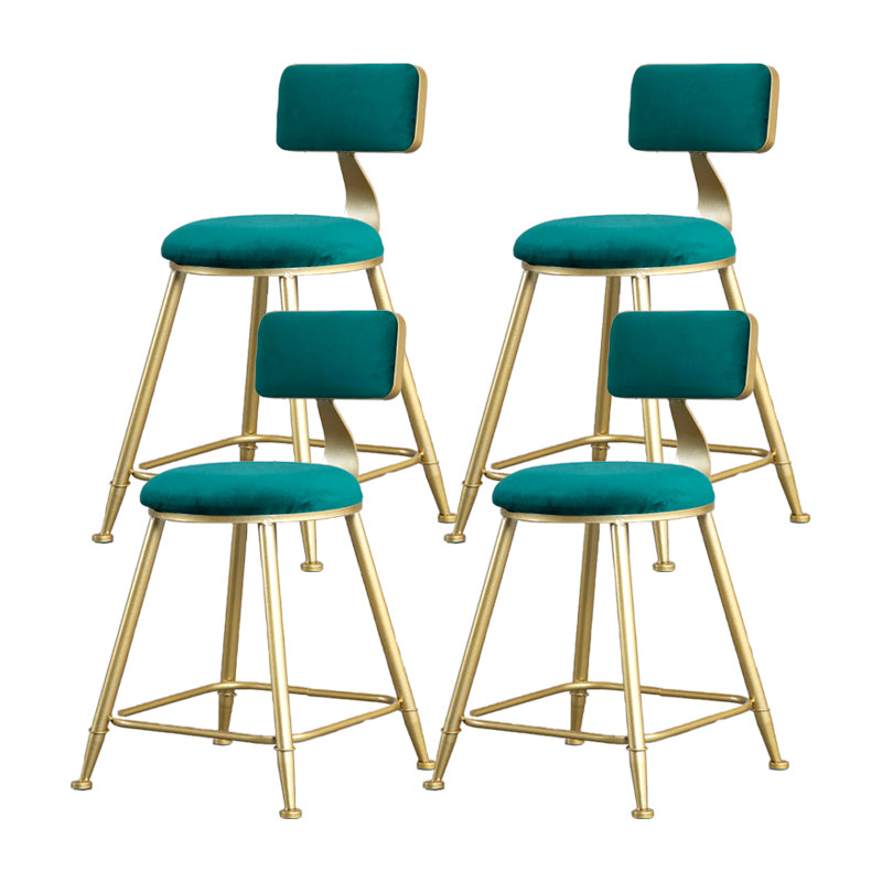 Glam Armless Backrest Counter Stool Iron Beauty Shop Bar Stool with Velvet Cushion