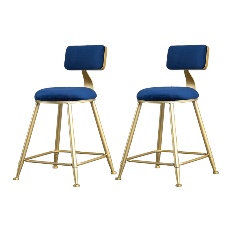 Glam Armless Backrest Counter Stool Iron Beauty Shop Bar Stool with Velvet Cushion