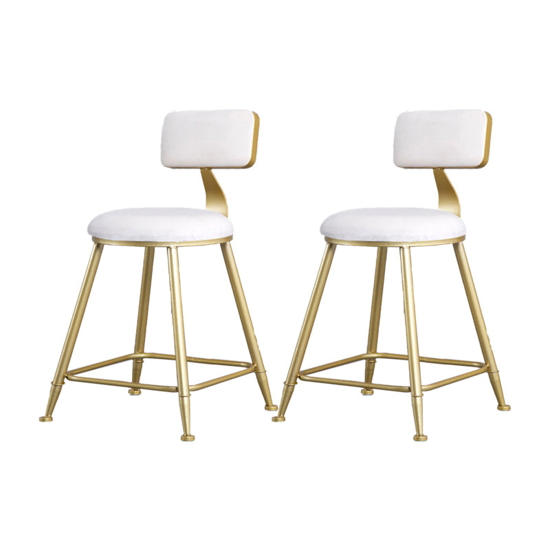 Glam Armless Backrest Counter Stool Iron Beauty Shop Bar Stool with Velvet Cushion