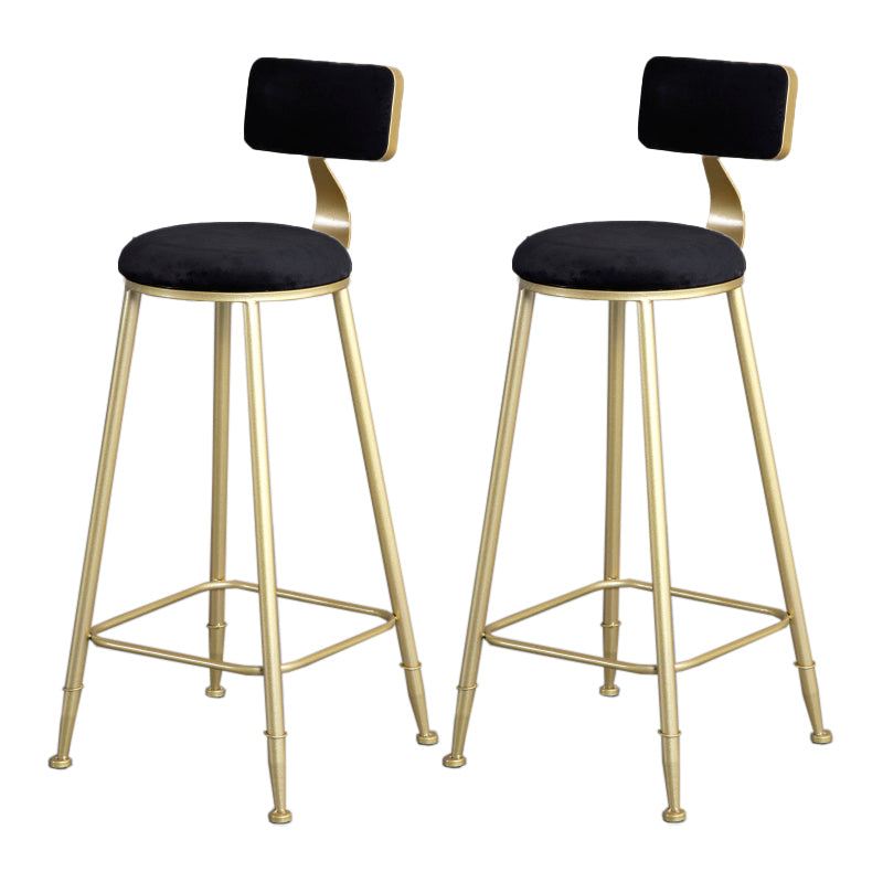 Glam Armless Backrest Counter Stool Iron Beauty Shop Bar Stool with Velvet Cushion