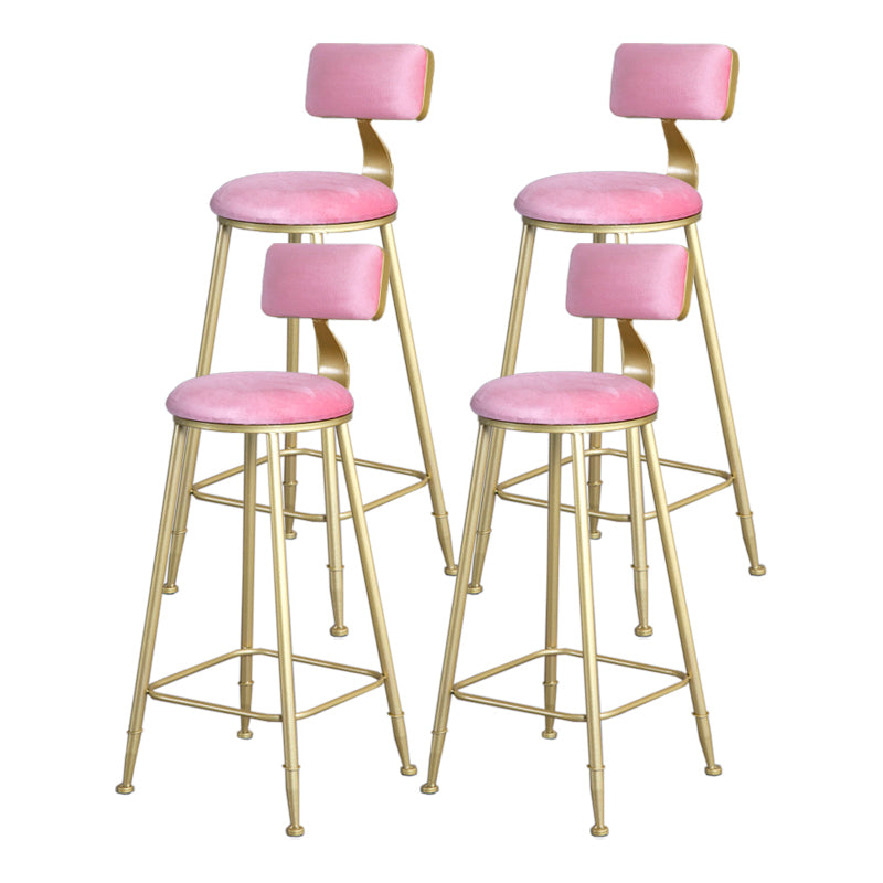 Glam Armless Backrest Counter Stool Iron Beauty Shop Bar Stool with Velvet Cushion