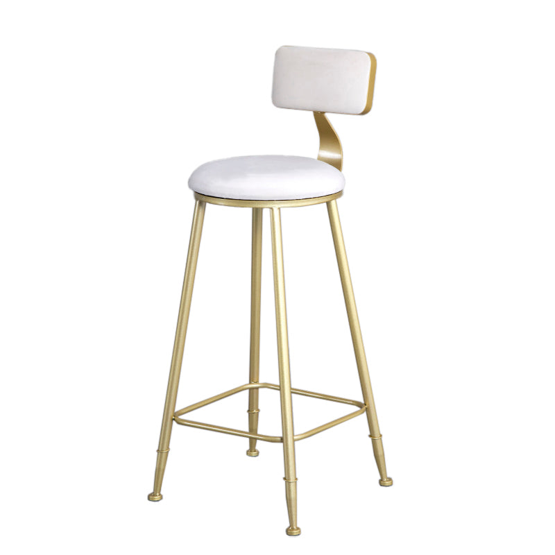 Glam Armless Backrest Counter Stool Iron Beauty Shop Bar Stool with Velvet Cushion