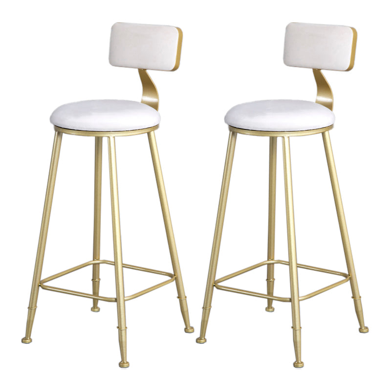 Glam Armless Backrest Counter Stool Iron Beauty Shop Bar Stool with Velvet Cushion