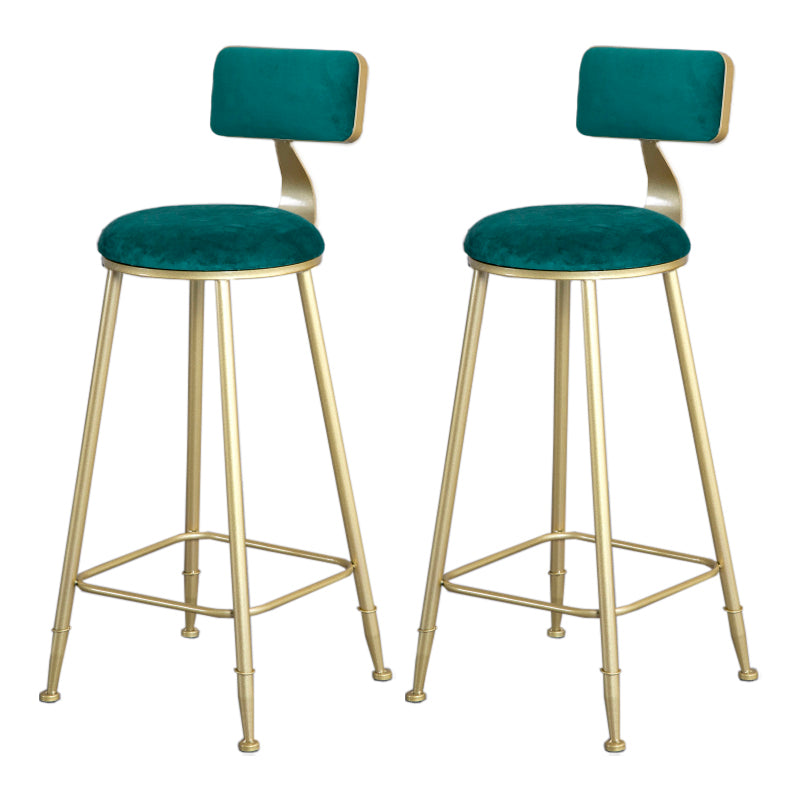 Glam Armless Backrest Counter Stool Iron Beauty Shop Bar Stool with Velvet Cushion