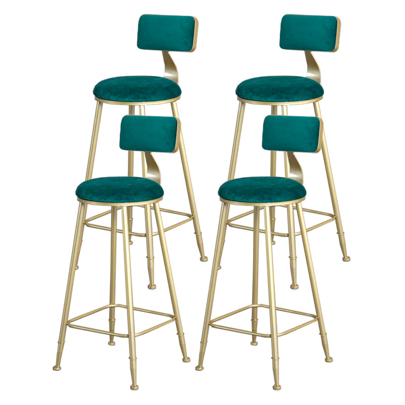 Glam Armless Backrest Counter Stool Iron Beauty Shop Bar Stool with Velvet Cushion