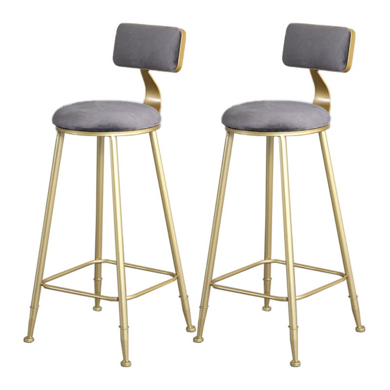 Glam Armless Backrest Counter Stool Iron Beauty Shop Bar Stool with Velvet Cushion
