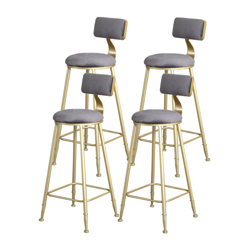 Glam Armless Backrest Counter Stool Iron Beauty Shop Bar Stool with Velvet Cushion