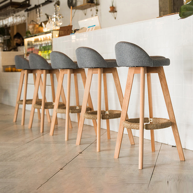 Modern Rotatable Backrest Counter Stool Wood Cafe Bar Stool with Cushion and Pedal