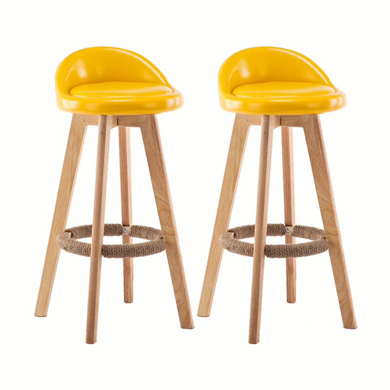 Modern Rotatable Backrest Counter Stool Wood Cafe Bar Stool with Cushion and Pedal