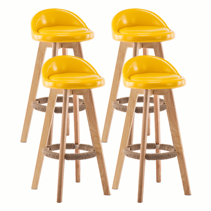 Modern Rotatable Backrest Counter Stool Wood Cafe Bar Stool with Cushion and Pedal