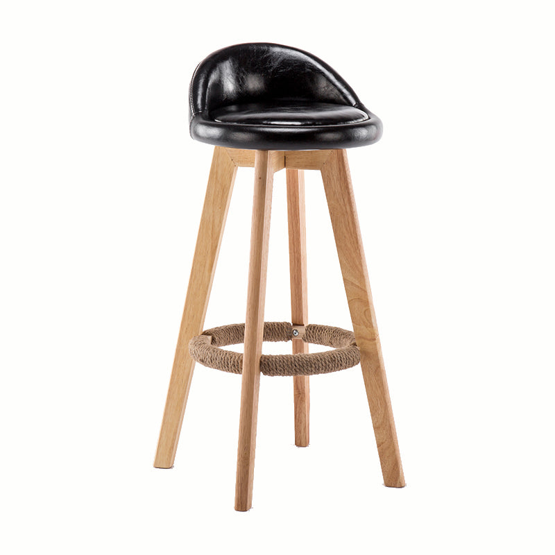 Modern Rotatable Backrest Counter Stool Wood Cafe Bar Stool with Cushion and Pedal