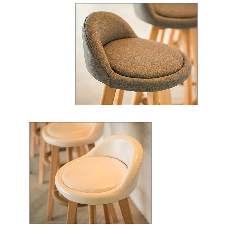 Modern Rotatable Backrest Counter Stool Wood Cafe Bar Stool with Cushion and Pedal