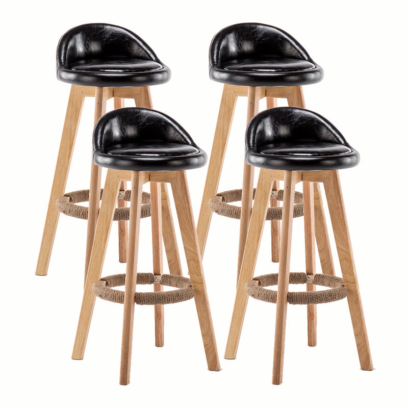 Modern Rotatable Backrest Counter Stool Wood Cafe Bar Stool with Cushion and Pedal