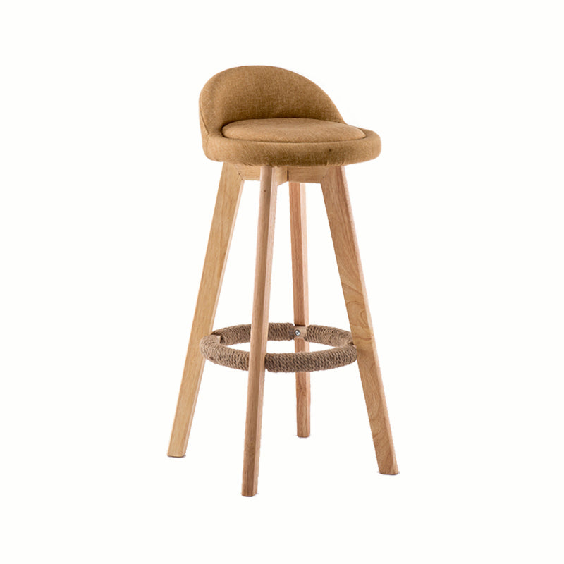 Modern Rotatable Backrest Counter Stool Wood Cafe Bar Stool with Cushion and Pedal