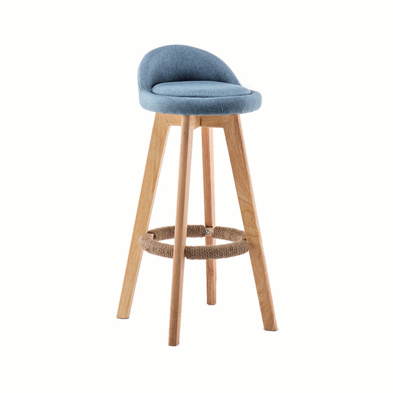 Modern Rotatable Backrest Counter Stool Wood Cafe Bar Stool with Cushion and Pedal