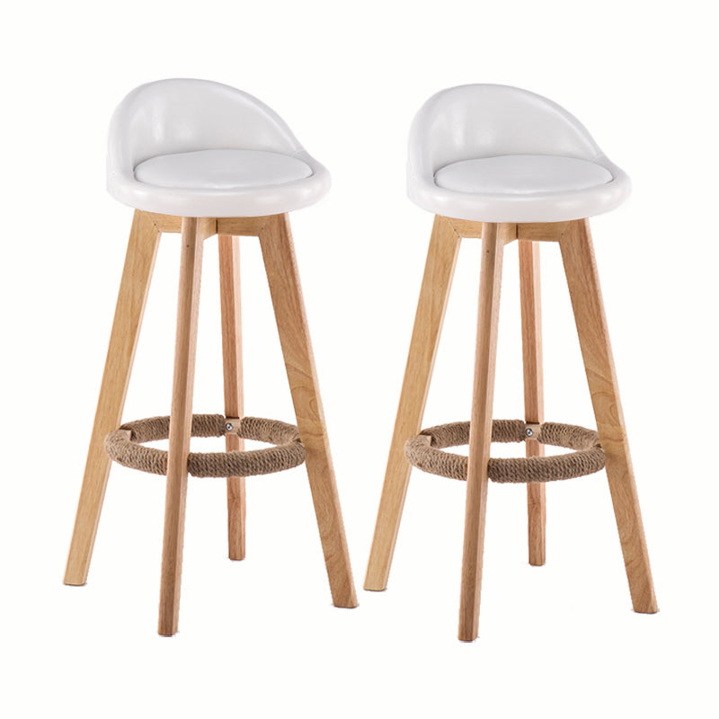 Modern Rotatable Backrest Counter Stool Wood Cafe Bar Stool with Cushion and Pedal