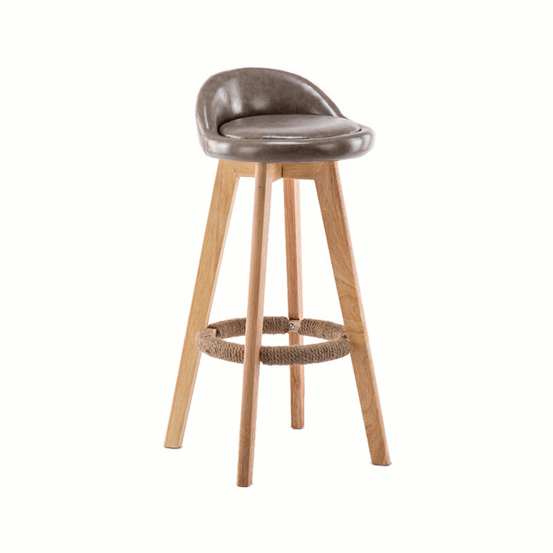 Modern Rotatable Backrest Counter Stool Wood Cafe Bar Stool with Cushion and Pedal
