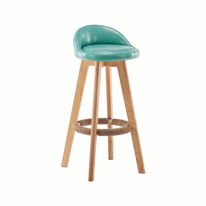 Modern Rotatable Backrest Counter Stool Wood Cafe Bar Stool with Cushion and Pedal