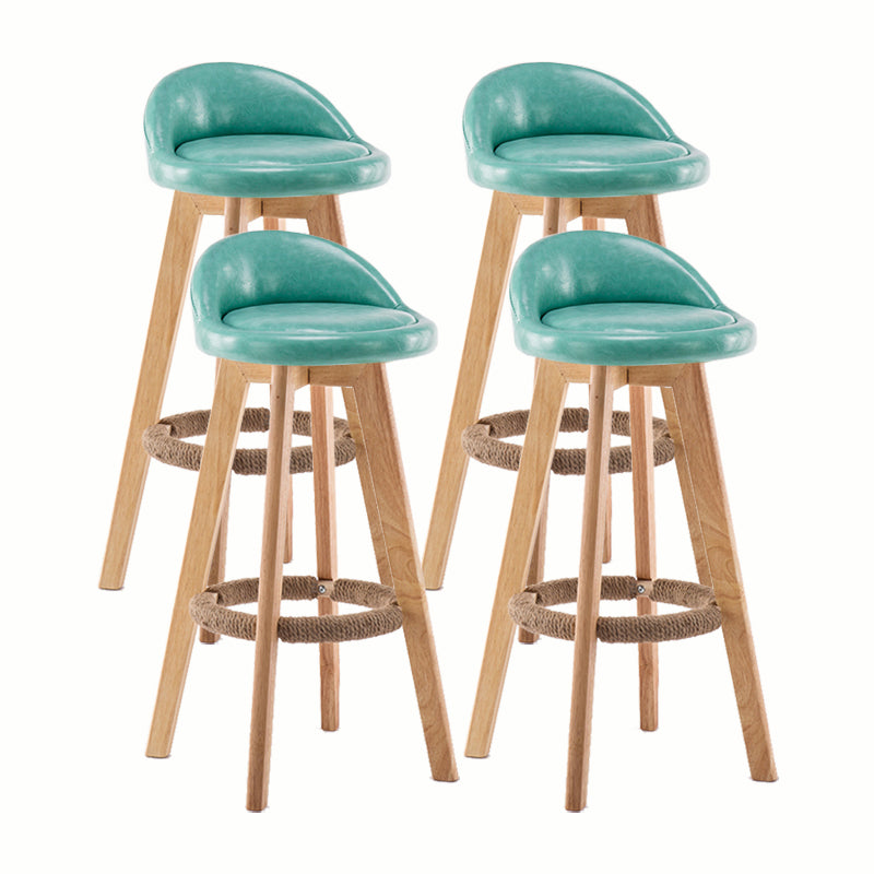 Modern Rotatable Backrest Counter Stool Wood Cafe Bar Stool with Cushion and Pedal