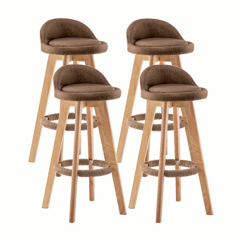 Modern Rotatable Backrest Counter Stool Wood Cafe Bar Stool with Cushion and Pedal