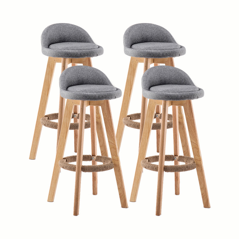 Modern Rotatable Backrest Counter Stool Wood Cafe Bar Stool with Cushion and Pedal