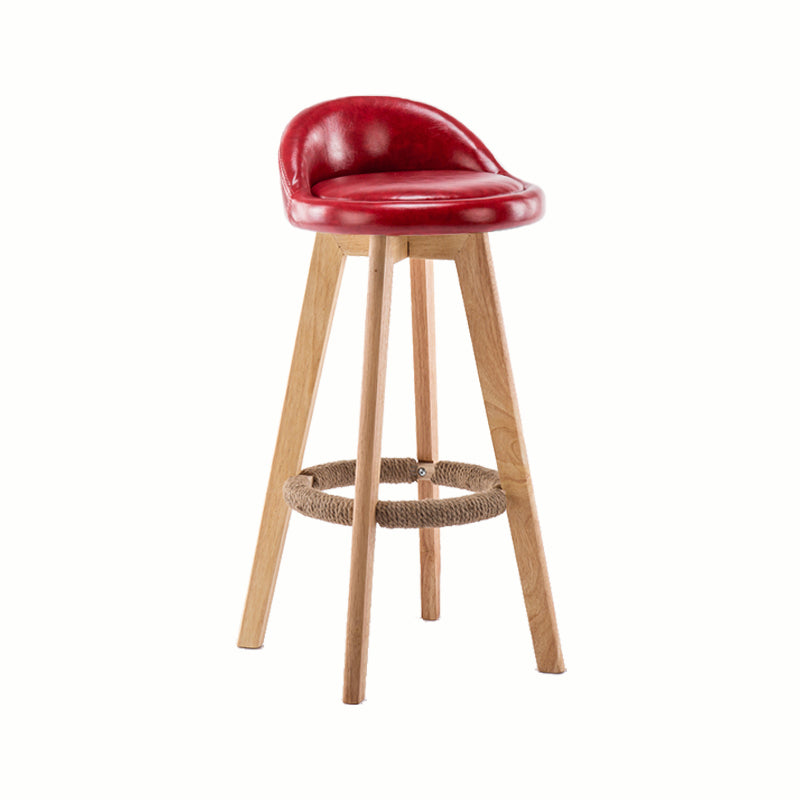 Modern Rotatable Backrest Counter Stool Wood Cafe Bar Stool with Cushion and Pedal