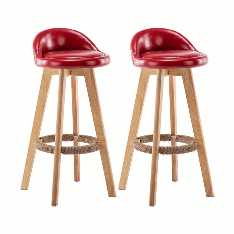 Modern Rotatable Backrest Counter Stool Wood Cafe Bar Stool with Cushion and Pedal
