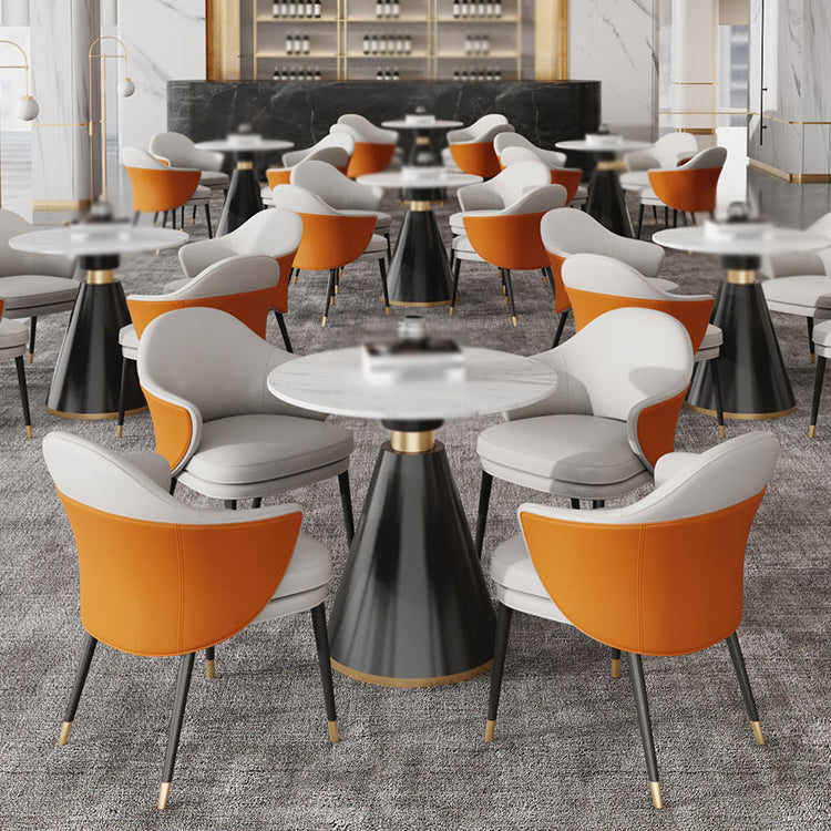 Pièces contemporaines 1/4/5 Pièces Ensemble de restauration Round Round Room Table Ensemble avec chaises en cuir