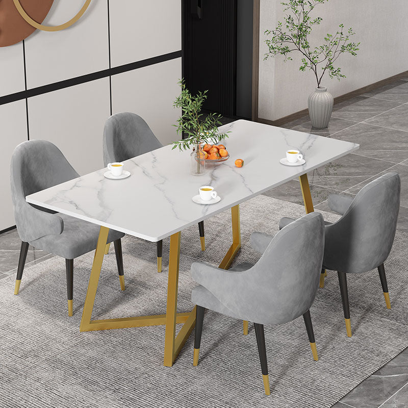 Glam Style 1/2/5 Pieces Dining Table Set Sintered Stone Table and Chair Set