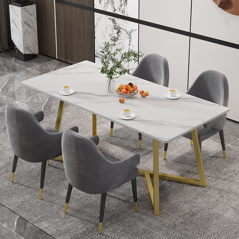 Glam Style 1/2/5 Pieces Dining Table Set Sintered Stone Table and Chair Set