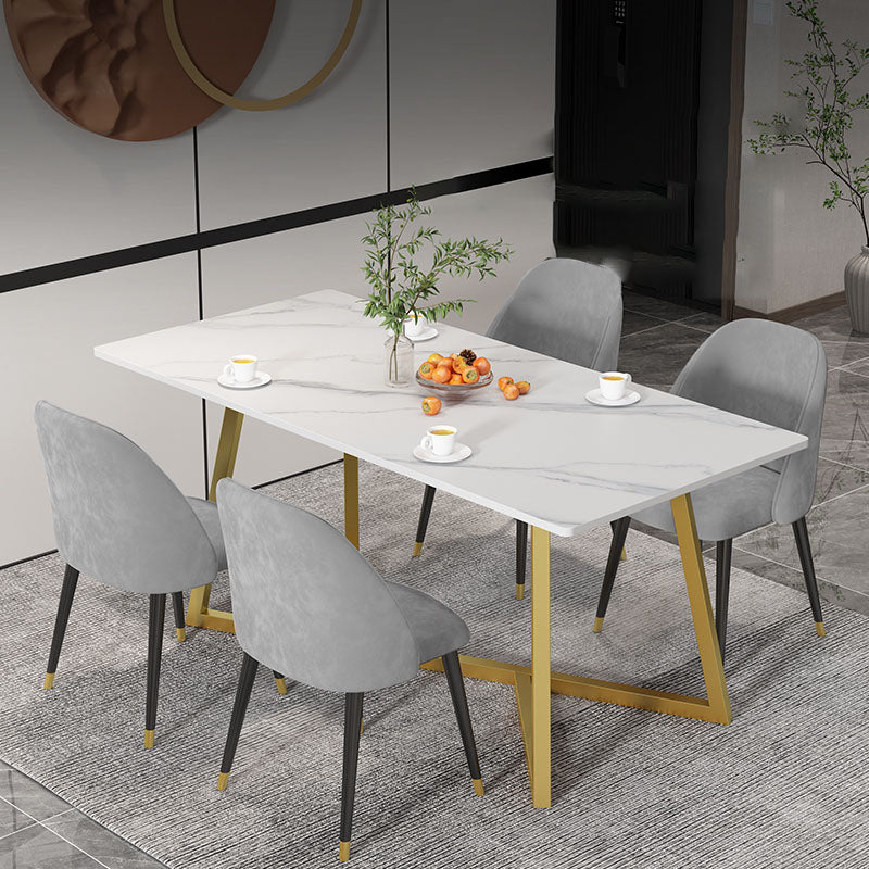 Glam Style 1/2/5 Pieces Dining Table Set Sintered Stone Table and Chair Set