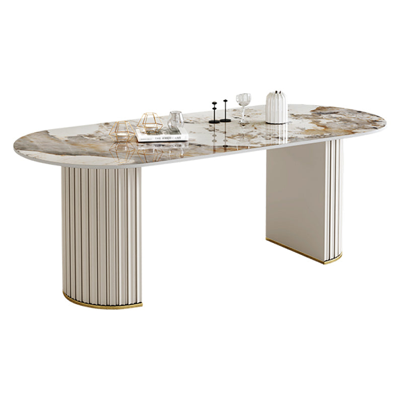 1/2/5/6/7 Pcs Metal Modern Dining Set with Oval Shape Table Dinette Set