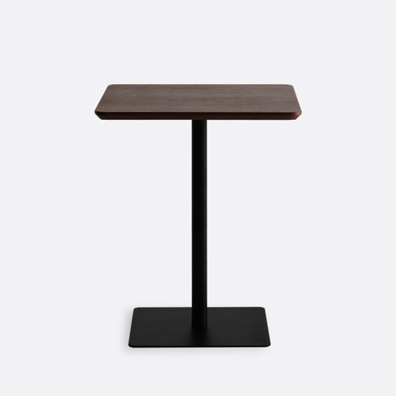 Metal Industrial Square Dining Table Solid Wood Top Indoor Table with Pedestal Base
